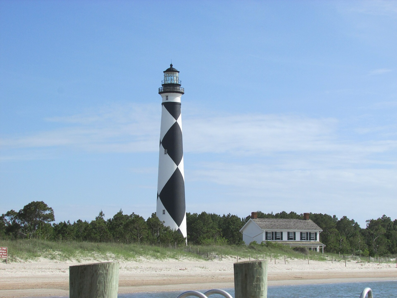 The Cape Lookout Lighthouse with its black-and-white diamond daymark on the remote North Carolina shore.