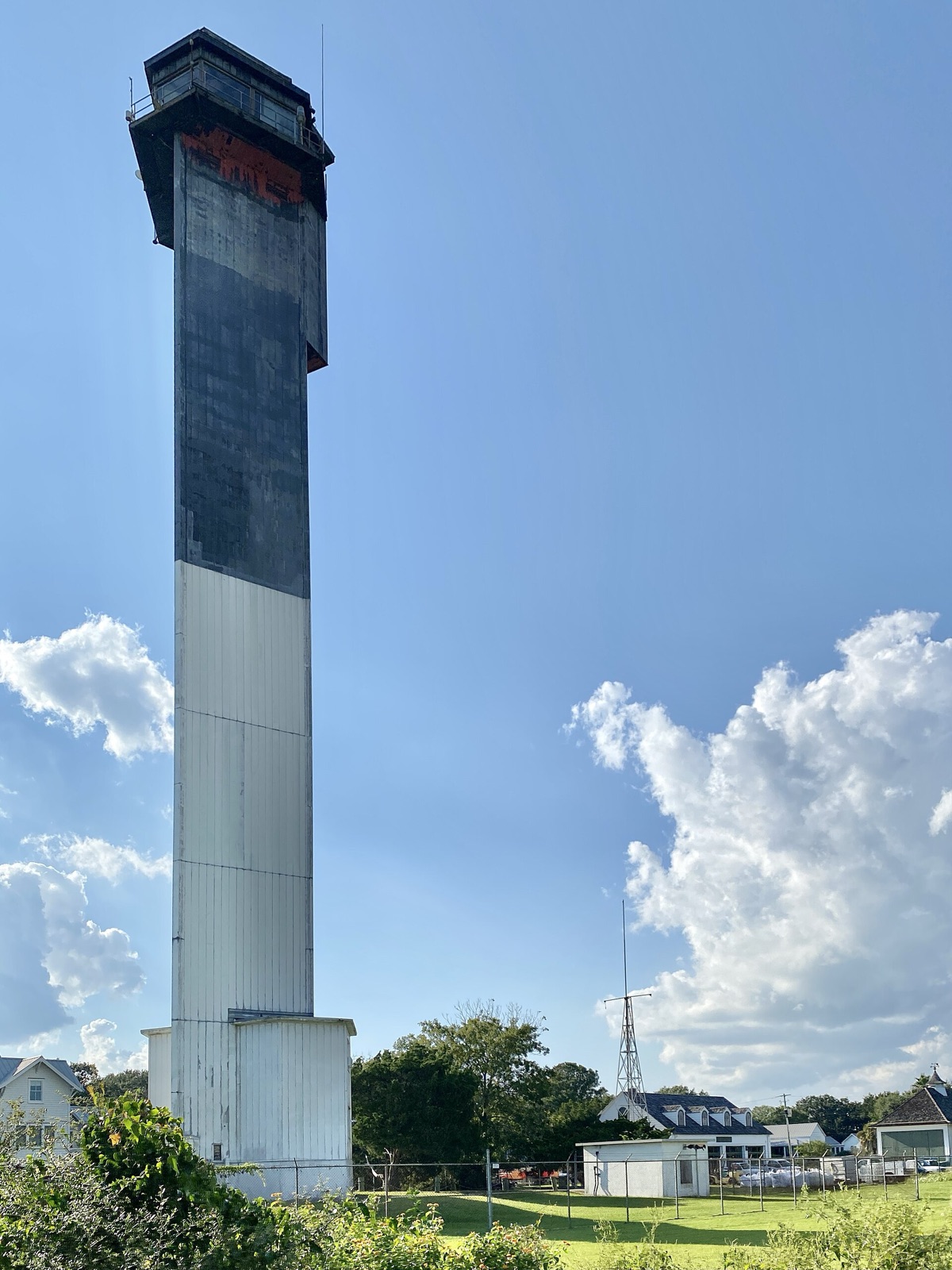 The triangular, modern Sullivan's Island Lighthouse near Charleston, South Carolina.